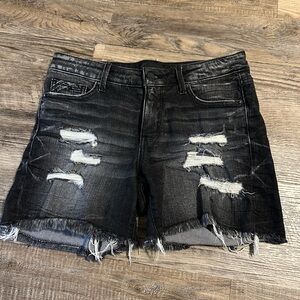 Buckle Black Jean Shorts